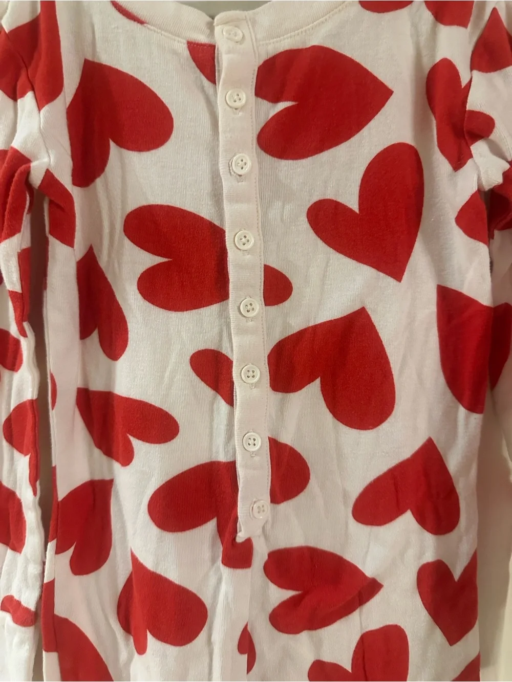 Old Navy White Pajama Set with Red Heart Print